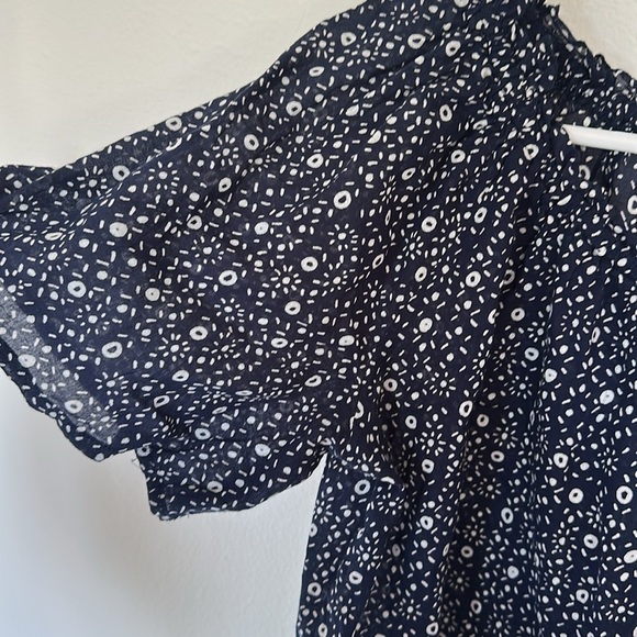 Velvet by Graham and Spencer blue/white top, small 100% cotton feminine romantic - Picture 5 of 7